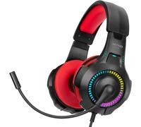Eryi-Nx200 Casque Gaming Pour Ps4/Ps5/Xbox One/Xbox Series Xs/Pc/Mobile/Tablette, Casque Stéréo Gamer Avec Microphone Cardioïde Pliable, Casque De Jeu Avec Effet Lumineux Rvb - Rouge