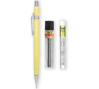 Eryi-P205-97c Porte-Mine Automatique ¿ Gamme Pastel Floral ¿ Simple + 12 Mines Hb Hi-Polymer 0,5 Mm + Tube De 4 Recharges Pour Gomme Z2-1n (Jaune Pastel)