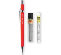 Eryi-P205-97c Porte-Mine Automatique \U2013 Gamme Fluorescente \U2013 Simple + 12 Mines Hb 0,5 Mm Hi-Polymer + Tube De 4 Recharges Pour Gomme Z2-1n (Rouge Fluo)