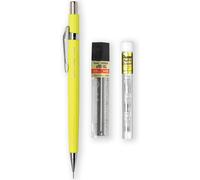 Eryi-P205-97c Porte-Mine Automatique \U2013 Gamme Fluorescente \U2013 Simple + 12 Mines Hb Hi-Polymer 0,5 Mm + 4 Recharges De Gomme Z2-1n (Jaune Fluo)