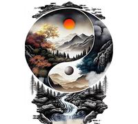 Eryi-Paysage Diy Diamant Painting Kit, Tai Chi 5d Dessin Art Du Diamant Complet Kits, Soleil Lune Diamond Art Kits Strass Point D[1828]
