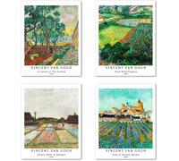 Eryi-Peinture De Modèle D'art Décoratif En 4 Pièces, Décoration Murale D'image De Motif De Paysage Sans Cadre, Taille Du Papier D'art: 28x35 Cm, Artistiques Pour Salon Vincent Van Gogh Poster