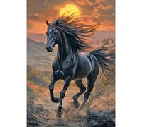 Eryi-Peinture Diamant Cheval Saut 40x50cm Diy Diamond Painting Chevaux Peinture Par Numéros Cheval Frison Tableau Diamant Chevaux[4795]