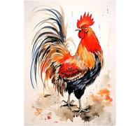 Eryi-Peinture Diamant Poulet Et Coq Débutant 30x40cm Animaux Coq 5d Diamond Painting Poule Et Coq Peinture Par Numéros Coq Artisa[6020]