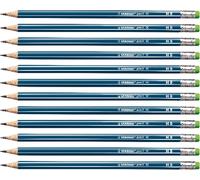 Eryi-Pencil 160 - Lot De 12 Crayons Graphite Hb Avec Bout Gomme - Bleu Ardoise