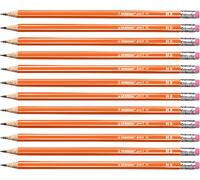 Eryi-Pencil 160 - Lot De 12 Crayons Graphite Hb Avec Bout Gomme - Orange