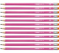 Eryi-Pencil 160 - Lot De 12 Crayons Graphite Hb Avec Bout Gomme - Rose