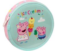 ERYI-Peppa Pig Ice Cream - Trousse Ronde, Avec 18 Pièces, Nettoyage Facile, Trousse Pour Enfant, Idéale Pour Enfants De 5 À 14 Ans, Confortable Et Polyvalente, 21 X 3,5 Cm, Rose Clair/Vert Menthe, Ro