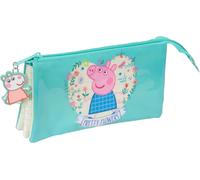 Eryi-Peppa Pig Pretty Flowers - Trousse Triple, Trousse Pour Enfant, Idéale Pour Les Enfants D'âge Scolaire, Confortable Et Polyvalente, Qualité Et Résistance, 22 X 3 X 12 Cm, Menthe/Jaune Pastel, M,