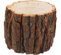 ERYI-Petit Pot De Fleurs En Bois Tronc D'Arbre Rustique : Cache-Pot Aspect Bois Tronc Bougeoir Mini Pot De Fleurs Cactus Plantes Succulentes Pot De Fleurs Pot Jardinière Balcon Jardin