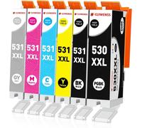 ERYI-Pgi-530 Cli-531 Lot De 6 Cartouches D'Encre Xxl Compatibles Avec Canon 530 531 Pgi530 Cli531 Pour Cartouches D'Encre Ts8750 Ts8751 Ts-8750 Ts-8751 (Pgbk, Noir, Cyan, Magenta, Jaune, Gris)