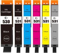 ERYI-Pgi-530 Cli-531 Lot De 6 Cartouches D'Encre Xxl Compatibles Avec Canon Pgi-530Xxl Cli-531Xxl (1 Noir, 1 Cyan, 1 Magenta, 1 Jaune, 1 Gris, 1 Pgbk, 6 Paquets) Pour Pixma Ts8750, Ts8751