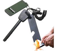 ERYI-Pierre À Feu Briquet Silex Magnésium Briquet Kit Fire Steel Allume Feu Survie Inclu Grattoir Multi Outils Et Sifflet 20000 Gerbes D'Étincelles Pour Randonnée Camping Et Bushcraft Survie Traditio