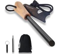 ERYI-Pierre À Feu Kit 7 En 1, Allume Feu Type Briquet Survie Silex, Avec Manche En Bois Fabriqué Pierre Silex De Survie Grattoir Multi-Outils Sifflet Lanière De Cou