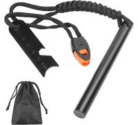 Eryi-Pierre A Feu Kit 7 En 1 Avec Sac De Rangement, Silex De Survie, Allume Feu Type Briquet Survie Silex, 15000+ Gerbes D'étincelles, Lanière De Cou, Grattoir Multi-Outils,Sifflet,Pour Camping,Rando