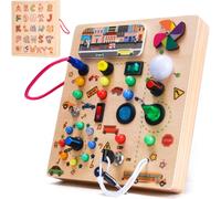 ERYI-Planche Montessori, Busy Board En Bois Pour Bébé 3+ Ans, Activity Board Avec 19 Lumiere, Motricité Bébé Jouet Educatif Sensoriel, Voyage Portable Tableau D¿Activité Cadeau Pour Garçons & Filles