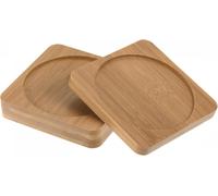ERYI-Plante Pot Soucoupe 3 Coffret 10Cm Bambou Carré Rond Fleurs Égouttement Plateau Pour Internes