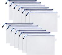 Eryi-Pochette Document A4, 12 Pièces Chemise Zippée En Pvc Transparentes Dossier Pochette Pour Ranger Dossiers Document Papiers Recettes D'entreprises Bureau Voyage (Blanc)