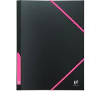 Eryi-Pochette Plastique 3 Rabats For Students A4 Avec Elastique Dos 30mm Couverture Polypro Bicolore Noir/Rose