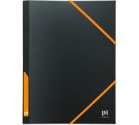 Eryi-Pochette Plastique 3 Rabats For Students A4 Avec Elastique Dos 30mm Couverture Polypro Bicolore Noir/Orange