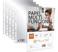 Eryi-Pochettes Plastiques A4 Transparentes, Pack De Pochettes Plastiques Multi-Trous Pour Feuilles + Feuilles A4 Pack Avec 100 Feuilles De 90gr Polyvalent - (100 Pochettes + 100 Feuilles A4 90gr)