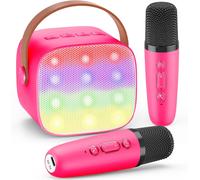ERYI-Portable Micro Karaoke Avec 2 Micro Bluetooth, Cadeau Jouet Enfant 3-12 Ans Portable Enceinte Karaoké Avec Dsp Et Lumières Led Idéal Pour Fêtes De Famille, Soirées Et Plein Air