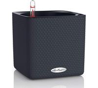 ERYI-¿ Pot De Fleurs D¿Extérieur Et D'Interieur ¿ Cube Color ¿ Réserve D'Eau Intégrée ¿ Coloris Gris Ardoise ¿ 17 X 17 X 16 Cm