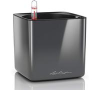 Eryi-¿ Pot De Fleurs D'interieur ¿ Cube Glossy ¿ Réserve D'eau Intégrée ¿ Coloris Anthracite ¿ 14 X 14 X 14 Cm