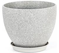 ERYI-Pot De Fleurs En Plastique Avec Soucoupe - Rond Ø 23 Cm - Pot De Plante Pour Une Décoration Florale Moderne Dans L'Espace Interieur & Extérieur