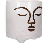 ERYI-- Pot De Fleurs Pour Petites Plantes D'Intérieur, Dolomite, Motif Visage Abstrait Marron, 10 X 10 X 11 Cm