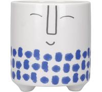 ERYI-- Pot De Fleurs Pour Petites Plantes D'Intérieur, Dolomite, Motif Visage/Bleu Tacheté, 10 X 10 X 11 Cm