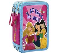 Eryi-Princesses Disney Trousse Fille, Étui Triple Rempli Enfants, 44 Accessoires D'école Primaire, Avec Crayons Et Feutres, 20 Centimètres, 3 Fermetures Éclair, Compartiments Organisés