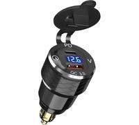 Eryi-Prise 12v Usb C Din Chargeur De Moto: Pd 30w Et Qc 18w Din Hella Vers Usb Socket Avec Affichage Tension Plug Allume Cigare Adaptateur Pour Moto Bwm Ducati Triumph Et Autres Moto De Style Europ
