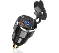 Eryi-Prise Usb C Moto Din Chargeur, 30w Pd3.0 Et 18w Qc3.0 Dual Usb Din Hella Socket With Led Voltmeter, Waterproof Aluminum Adaptateur Allume Cigare Plug Pour Moto 12v/24v Bwm Ducati Triumph Motorcy