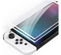 Eryi-Protection D'écran Pour Switch Oled,2 Pcs Verre Trempé Film Protecteur Pour Nintendo Switch Oled Avec Bordure,Anti-Rayure/Anti-Empreintes Digitales/Incassable/Sans Bulles-Blanche