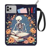 Eryi-Protège Livres Squelette Protège Livres À Fleurs Housse De Livre Noire Pour Livres De Poche Housse De Livre En Tissu Lavable Avec Fermeture Éclair Et Poche Supplémentaire Pour Les Amoureux