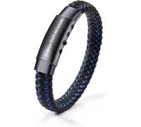 Eryi-Pulsera Para Papá, Pulsera Ajustable De Cuero Trenzado Azul Con Grabado Láser, Regalo Del Día Del Padre, Regalo De Cumpleaños, Regalo De Navidad Para Papá