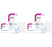 Eryi-Pure - Lot De 2-16 Bandes De Cire Froide Maillot - Peaux Sensibles - Recommandés Par Les Dermatologues - Epilation Longue Durée