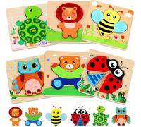 ERYI-Puzzle Bois Enfant - 6Pcs Jouet Montessori Puzzles - Jouet Enfant Puzzles 1 2 3 Ans - Jeux Educatif Animaux Puzzle À Encastrement - Cadeau Enfants Bebe Fille Garçon 1 2 3 Ans