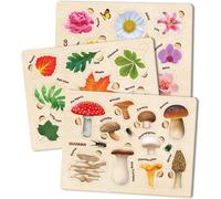 ERYI-Puzzle En Bois Enfant 1 2 3 Ans - 3 Jouet Puzzle Animaux Bebe 18 Mois - Jeux Montessori En Bois Avec Champignons Fleurs Feuilles - Educatif Bebe Cadeau Pour Garcons Et Filles 2 3 4 Ans