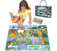 ERYI-Puzzle Geant Enfant 48 Pieces - Grand Puzzle Enfant Animaux Jungle Jouet Garcon Fille Floor Jigsaw Xxl Grande Taille Jigsaw Cadeau Garçon Educatif 2 3 4 5 6 7 8 Ans Anniversaire Noel
