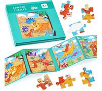 ERYI-Puzzle Magnétique Pour Enfants À Partir De 3 - Puzzle Dinosaures Pour Enfants - Quatre Niveaux De Difficulté - 133 Pièces - Jeu De Voyage - Jouet Éducatif Pour Enfants De 3, 4, 5 Ans (Histoires