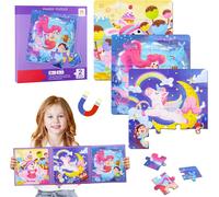 ERYI-Puzzle Magnétique Pour Enfants, Puzzle Magnétique Pour Enfants, 12-16-20 Pièces, Aimants, Livres De Puzzle Pour Enfants, 3 En 1, Puzzle Magnétique Licorne Sirène, Pour Garçons Et Filles À Partir