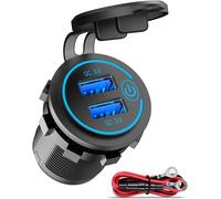 Eryi-Qc 3.0 Prise Usb De Voiture 12 V/24 V Avec Interrupteur, Quick Charge 3.0 Prise D'installation De Chargeur De Voiture 36w Usb Remplacement Allume Cigare Étanche Pour Moto, Bateau, Camion, Carava