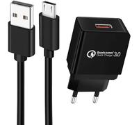 Eryi-Quick Charge 3.0 Chargeur Secteur Usb Et 1m Câble Micro Usb Pour Blackview A60 A70 Cubot Note 7 / Note 20 Doogee X95 X96 N20 Pro Pour Wiko Y81 Y62 Y61 Y60 Y51 View4 Lite Android Phone