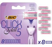 Eryi-Razors Click 5 Soleil Recharges Rasoir Femme 5 Lames, Bande Lubrifiante Enrichie En Aloe Vera, Boîte De 8 Recharges
