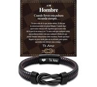 Eryi-Regalos Para El Marido Los Hombres De Acero Inoxidable Pulsera De Cuero Trenzado, Novio/Esposo/Amante De Cumpleaños, Aniversario, Día De San Valentín, Regalo De Cumpleaños Per