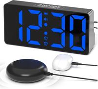 ERYI-Réveil Extra Fort Pour Malentendant, Réveil À Vibration Efficace Avec Chargement Usb, Snooze, Variateur, Horloge De Chevet Avec 3 Modes De Vibration, Horloge De Bureau, 12/24H & Dst