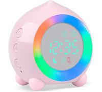 ERYI-Réveil Lumineux Pour Enfants,Horloge Numérique Led Avec Veilleuse,Alarme Snooze,Volume Réglable,Usb Rechargeable,Jour/Nuit Enfants Filles Garçons (Rose)