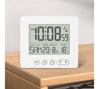 ERYI-Réveil Numérique Radio-Piloté Avec Thermomètre, Réveil Numérique Avec Deux Alarmes, Lumineux, Date, Semaine, Température, Fonction Snooze, Réveil Numérique, Horloge Radio-Pilotée, Sans Pile (Bla